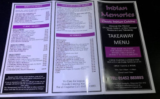 Indian Memories menu