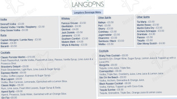 Langdons Restaurant And Bar menu