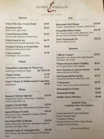 George and Dragon menu