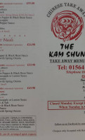 The Kam Shun menu