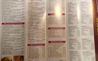 Balti Spice Take Away menu