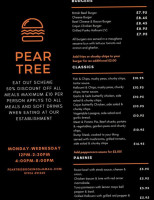 The Pear Tree Inn menu