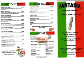 Fantasia Italian menu