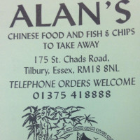 Alan's Chinese And Fish Chips menu