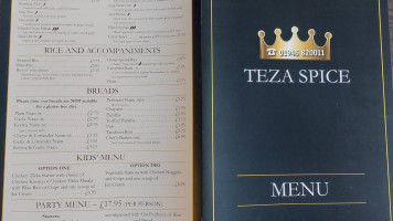 Teza Spice menu