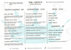 The Crown Inn, Monk Fryston menu