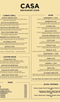 Casa Restaurant Bar menu