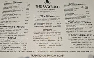 The Maybush Inn menu