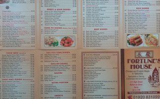 Fortune's House Chinese menu
