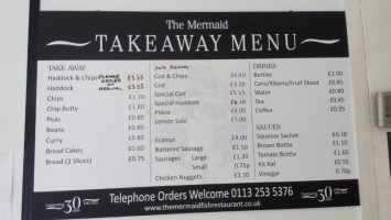 The Mermaid Fish menu