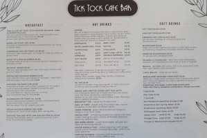 Tick Tock Cafè menu