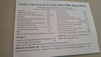 The Blue Crab menu
