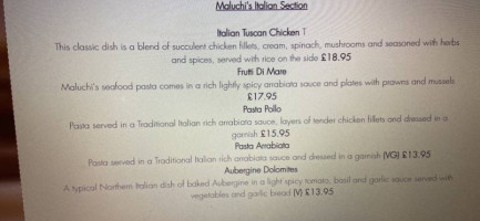 Maluchi's menu