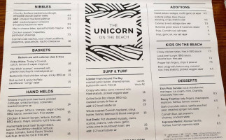 The Unicorn On The Beach menu