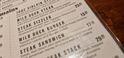 Wild Duck Inn menu