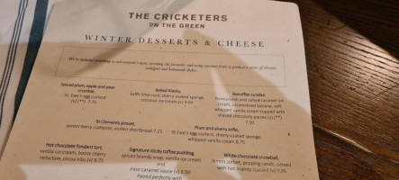The Cricketers Inn menu