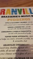 Granvilles Restaurant Music Bar menu