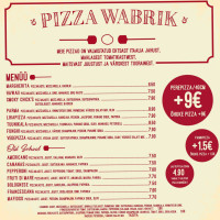 Pizza Wabrik Tööstuse menu