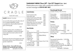 Cradle menu