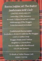 The Bistro At Seahouses Golf Club menu