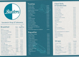 Bunters Cafe Chip Shop menu