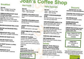 Joan's Coffee Shop menu