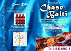 Chase Balti menu