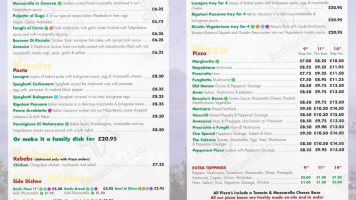 Vesuvio Restaurant Bar menu