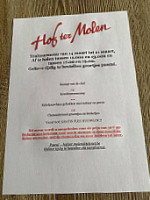 Hof Ter Molen menu