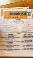 Monusk Tapas Wine menu