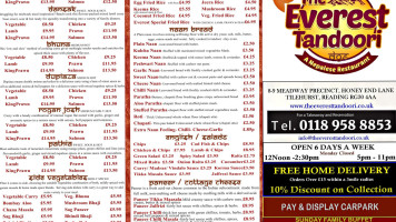 Everest Tandoori menu