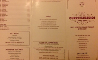 Curry Paradise menu