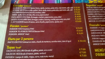 Fusion Peruana menu