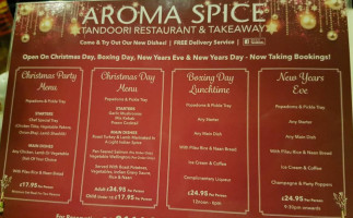 The Aroma Spice menu
