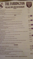 The Farrington Inn menu