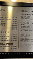 Bovey Fish menu
