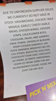 The Stonegallows Inn, Hungry Horse menu
