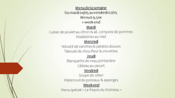 Le Repos Du Moineau menu