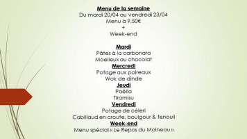 Le Repos Du Moineau menu