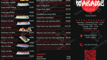 Wakame Sushi menu