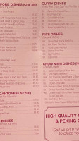 Canton Chef menu