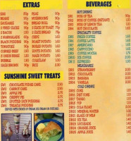 The Sunshine Cafe menu