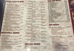 Mahis Indian menu