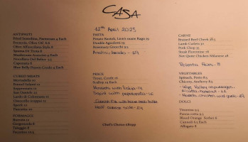 Casa Bristol menu