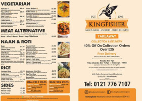 The Kingfisher Birmingham menu