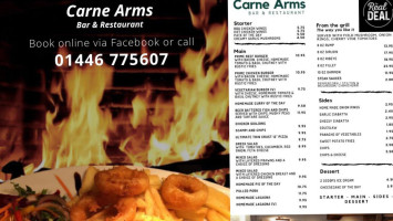 The Carne Arms menu