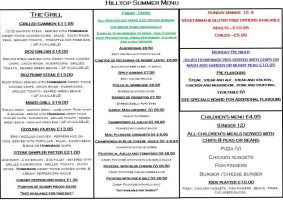 The Hilltop menu