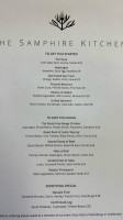 The Samphire Kitchen menu