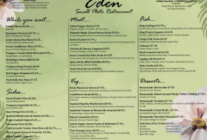 Eden Bistro Burscough menu