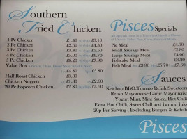 Pisces Fish menu